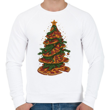 PRINTFASHION Pizza karácsonyfa - Férfi pulóver - Fehér férfi pulóver, kardigán
