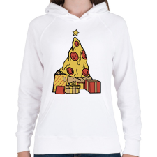 PRINTFASHION Pizza karácsonyfa - Női kapucnis pulóver - Fehér női pulóver, kardigán