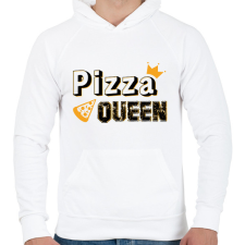 PRINTFASHION Pizza királynő - Férfi kapucnis pulóver - Fehér férfi pulóver, kardigán