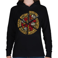 PRINTFASHION Pizza - Női kapucnis pulóver - Fekete női pulóver, kardigán