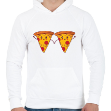 PRINTFASHION Pizza pár - Férfi kapucnis pulóver - Fehér