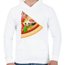 PRINTFASHION Pizza son - Férfi kapucnis pulóver - Fehér férfi pulóver, kardigán