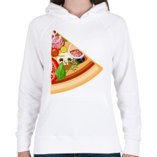 PRINTFASHION Pizza son - Női kapucnis pulóver - Fehér női pulóver, kardigán