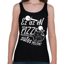 PRINTFASHION Pizza sütős pólóm - Női atléta - Fekete női trikó