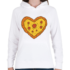 PRINTFASHION Pizza szív - Női kapucnis pulóver - Fehér női pulóver, kardigán