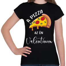 PRINTFASHION Pizza Valentin nap - Női póló - Fekete