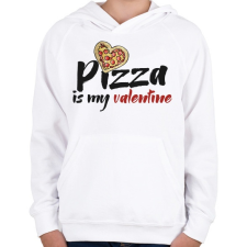 PRINTFASHION Pizza valentine - Gyerek kapucnis pulóver - Fehér gyerek pulóver, kardigán