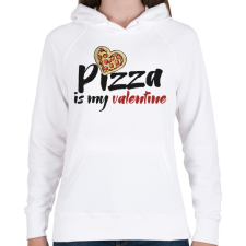 PRINTFASHION Pizza valentine - Női kapucnis pulóver - Fehér női pulóver, kardigán