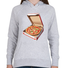 PRINTFASHION Pizzás doboz - Női kapucnis pulóver - Sport szürke női pulóver, kardigán