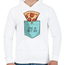 PRINTFASHION Pizzás zseb - Férfi kapucnis pulóver - Fehér