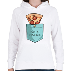 PRINTFASHION Pizzás zseb - Női kapucnis pulóver - Fehér
