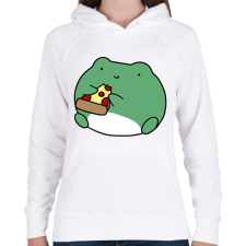 PRINTFASHION Pizzát evő béka - Női kapucnis pulóver - Fehér női pulóver, kardigán