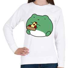 PRINTFASHION Pizzát evő béka - Női pulóver - Fehér női pulóver, kardigán