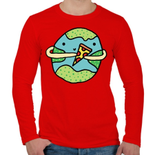 PRINTFASHION Pizzearth! - Férfi hosszú ujjú póló - Piros férfi póló