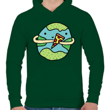 PRINTFASHION Pizzearth! - Férfi kapucnis pulóver - Sötétzöld férfi pulóver, kardigán