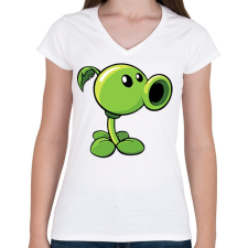 PRINTFASHION Plants vs Zombies - Női V-nyakú póló - Fehér női póló