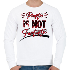 PRINTFASHION Plastic is not fantastic - Férfi pulóver - Fehér férfi pulóver, kardigán