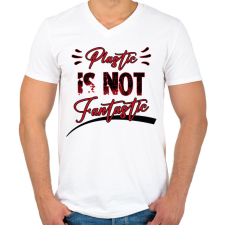 PRINTFASHION Plastic is not fantastic - Férfi V-nyakú póló - Fehér férfi póló