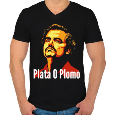 PRINTFASHION Plata O Plomo - Férfi V-nyakú póló - Fekete