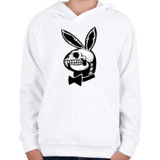 PRINTFASHION Playboy nyuszi csontváz - Gyerek kapucnis pulóver - Fehér