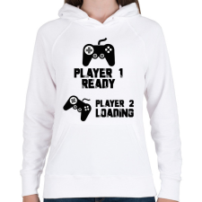 PRINTFASHION Player 1, Player 2 - Kismama - Női kapucnis pulóver - Fehér női pulóver, kardigán