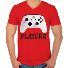 PRINTFASHION Player 2 Xbox One  páros póló - Férfi V-nyakú póló - Piros férfi póló