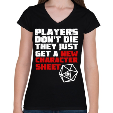 PRINTFASHION Players don't die - Női V-nyakú póló - Fekete