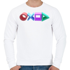 PRINTFASHION Playstation gombok logója - Férfi pulóver - Fehér