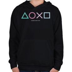 PRINTFASHION Playstation - Gyerek kapucnis pulóver - Fekete
