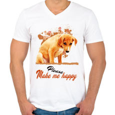 PRINTFASHION please make me happy - Férfi V-nyakú póló - Fehér