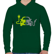 PRINTFASHION Plug-In Hybrid Electric Vehicle - Férfi kapucnis pulóver - Sötétzöld férfi pulóver, kardigán