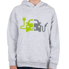 PRINTFASHION Plug-In Hybrid Electric Vehicle - Gyerek kapucnis pulóver - Sport szürke