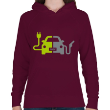 PRINTFASHION Plug-In Hybrid Electric Vehicle - Női kapucnis pulóver - Bordó női pulóver, kardigán
