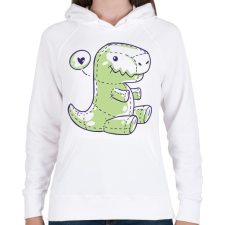 PRINTFASHION Plüss dínó - Női kapucnis pulóver - Fehér női pulóver, kardigán