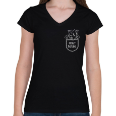 PRINTFASHION Pocket demons - Női V-nyakú póló - Fekete