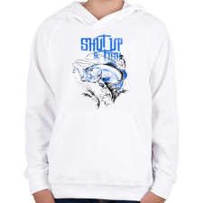 PRINTFASHION Pofa be és pecázz! - Gyerek kapucnis pulóver - Fehér gyerek pulóver, kardigán