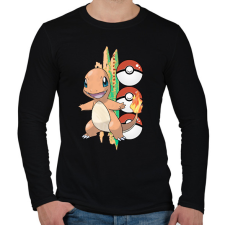 PRINTFASHION pokemon charmander - Férfi hosszú ujjú póló - Fekete férfi póló