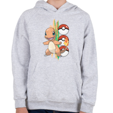 PRINTFASHION pokemon charmander - Gyerek kapucnis pulóver - Sport szürke