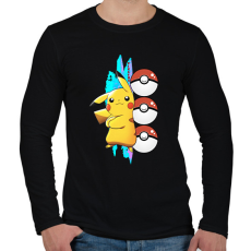 PRINTFASHION pokemon pikachu - Férfi hosszú ujjú póló - Fekete