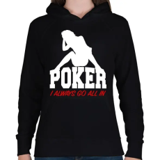 PRINTFASHION Póker all in - Női kapucnis pulóver - Fekete