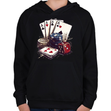 PRINTFASHION póker - Gyerek kapucnis pulóver - Fekete gyerek pulóver, kardigán