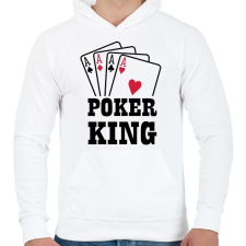 PRINTFASHION Póker király - Férfi kapucnis pulóver - Fehér férfi pulóver, kardigán