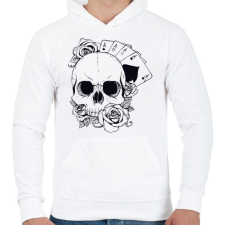 PRINTFASHION Póker koponya - Férfi kapucnis pulóver - Fehér férfi pulóver, kardigán
