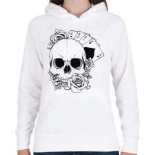 PRINTFASHION Póker koponya - Női kapucnis pulóver - Fehér női pulóver, kardigán
