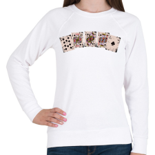 PRINTFASHION Póker - Női pulóver - Fehér női pulóver, kardigán