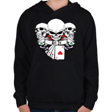 PRINTFASHION Poker Skulls - Gyerek kapucnis pulóver - Fekete gyerek pulóver, kardigán