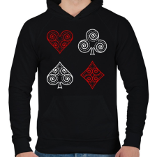 PRINTFASHION Póker szimbólumok - Férfi kapucnis pulóver - Fekete férfi pulóver, kardigán
