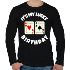 PRINTFASHION POKER SZÜLINAP - Férfi hosszú ujjú póló - Fekete