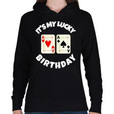 PRINTFASHION POKER SZÜLINAP - Női kapucnis pulóver - Fekete női pulóver, kardigán