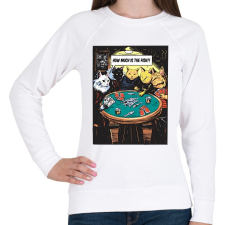 PRINTFASHION Pókerező macskák - Női pulóver - Fehér női pulóver, kardigán